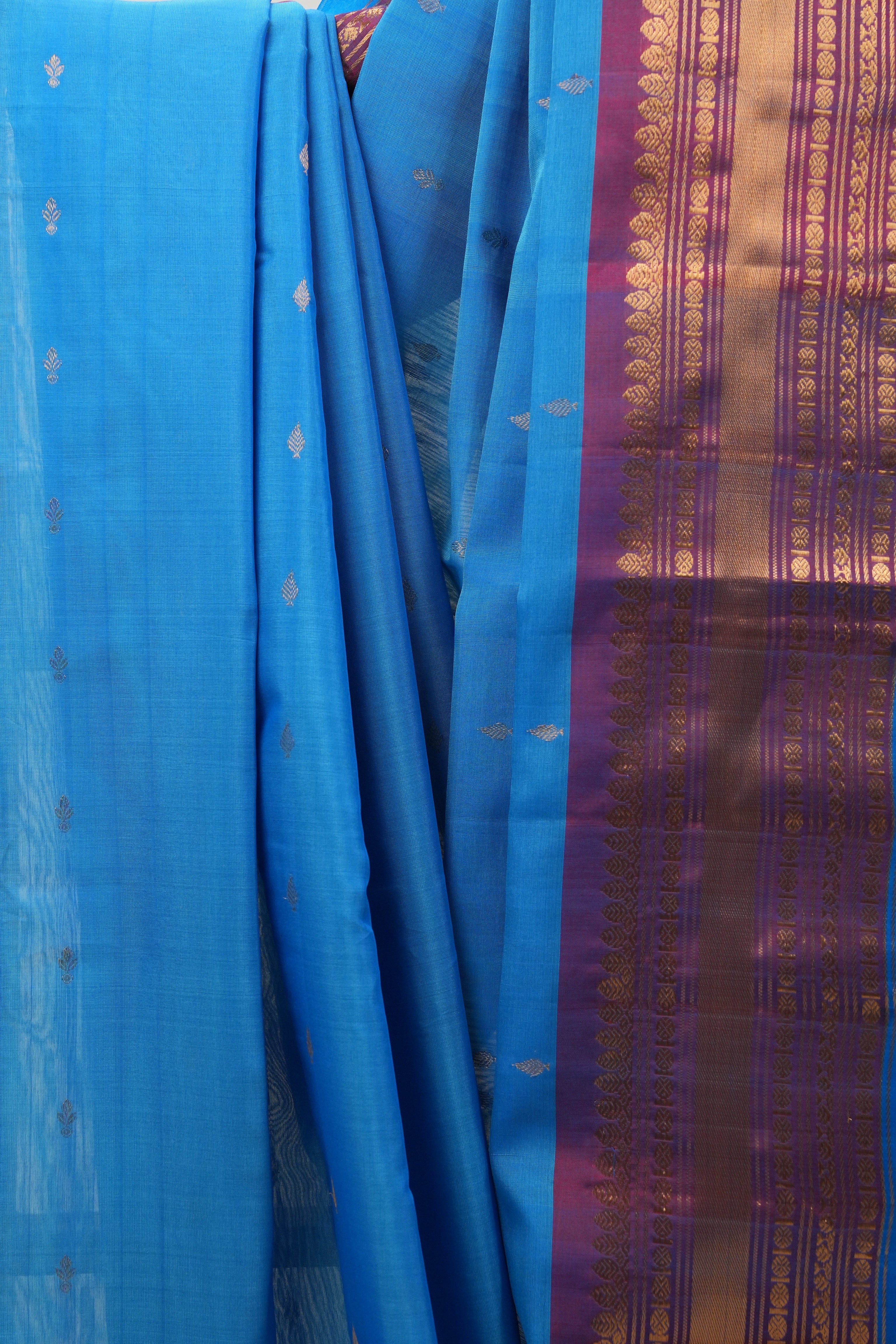Blue Gadwal Cotton Silk Saree - SRBGCSS96