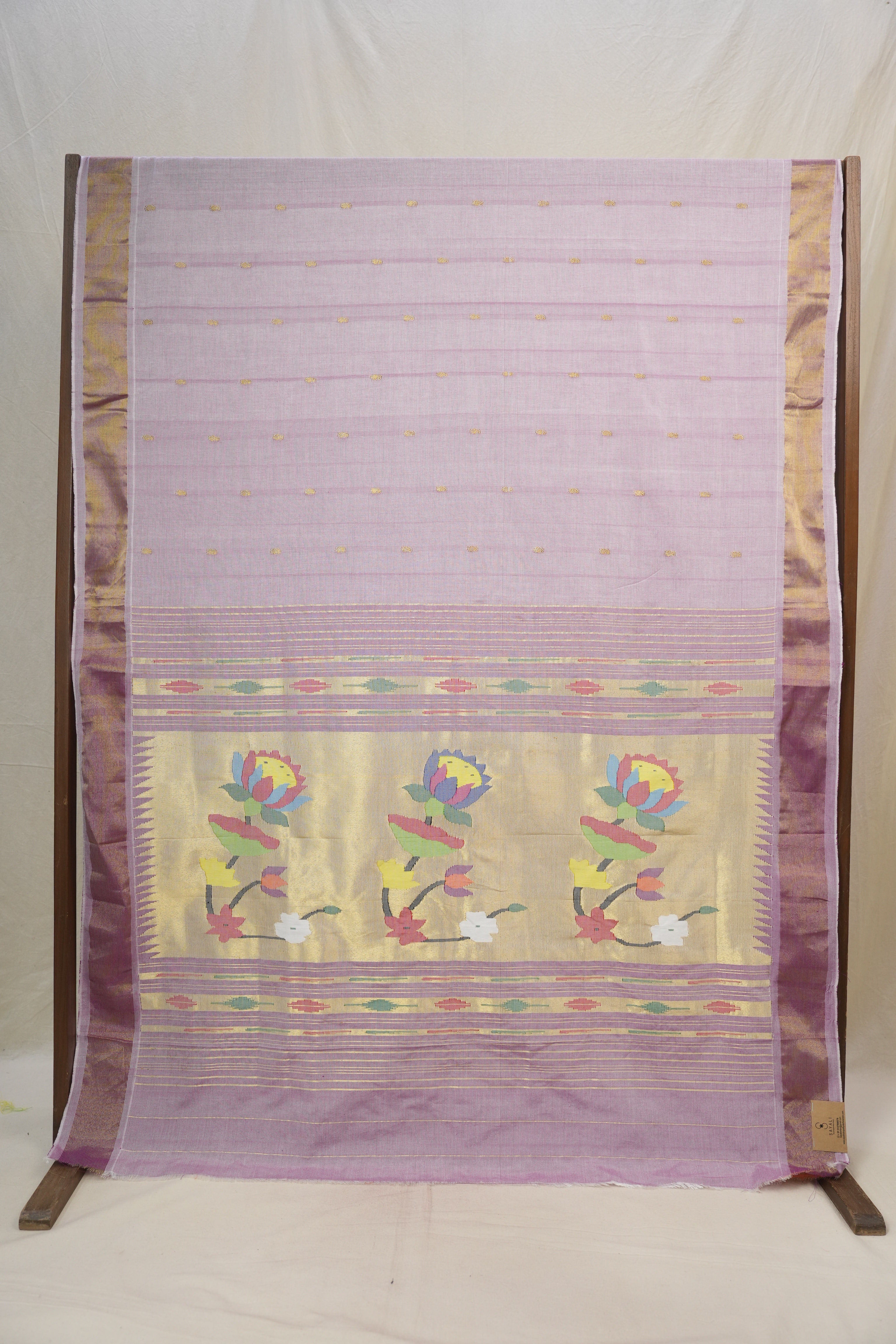 Lavender Cotton Paithani Saree - SRLCPS718