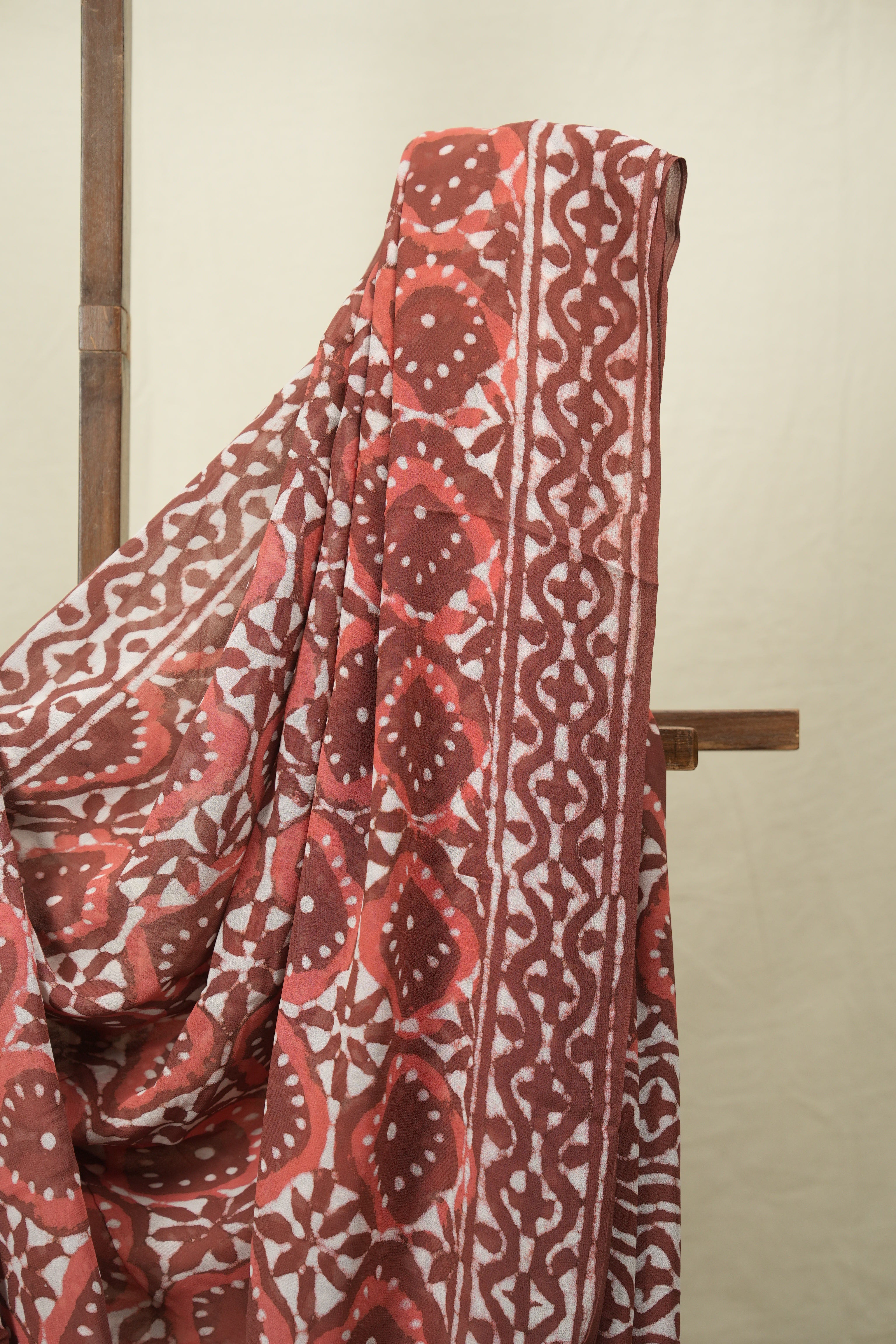 Brick Red HBP Georgette Saree - SRBRHGS77
