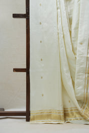 Off-White Silk Paithani Saree - SROWSPS592