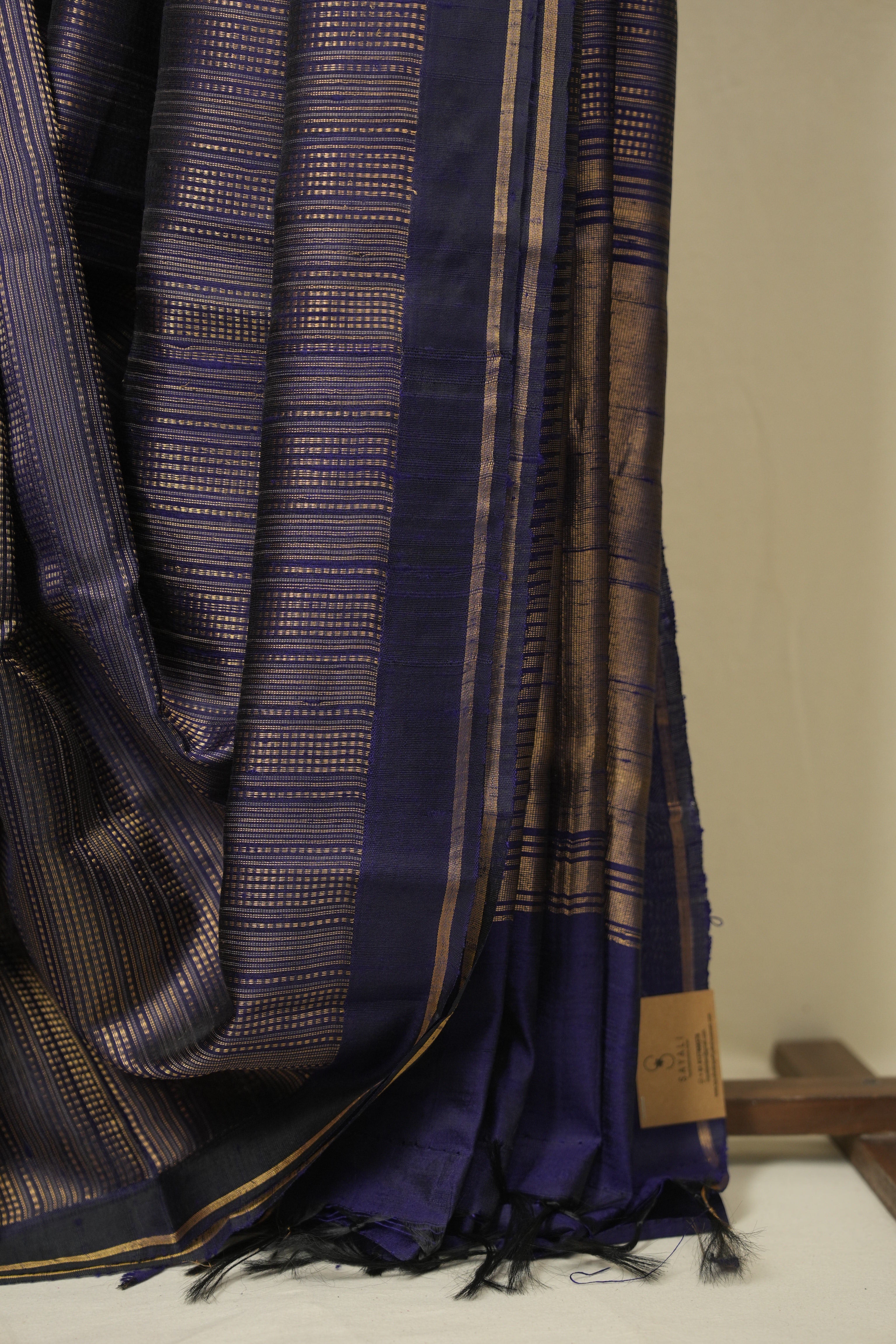Navy Blue Raw Silk Saree - SRNBRSS1027