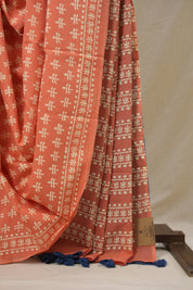 Peach Pink HBP Cotton Saree- SRPPCS3268