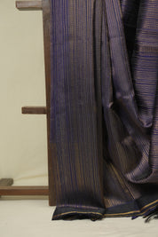Navy Blue Raw Silk Saree - SRNBRSS1027