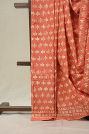 Peach Pink HBP Cotton Saree- SRPPCS3268