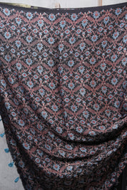 Black Ajrakh HBP Modal Silk Saree - SRBAMSS57