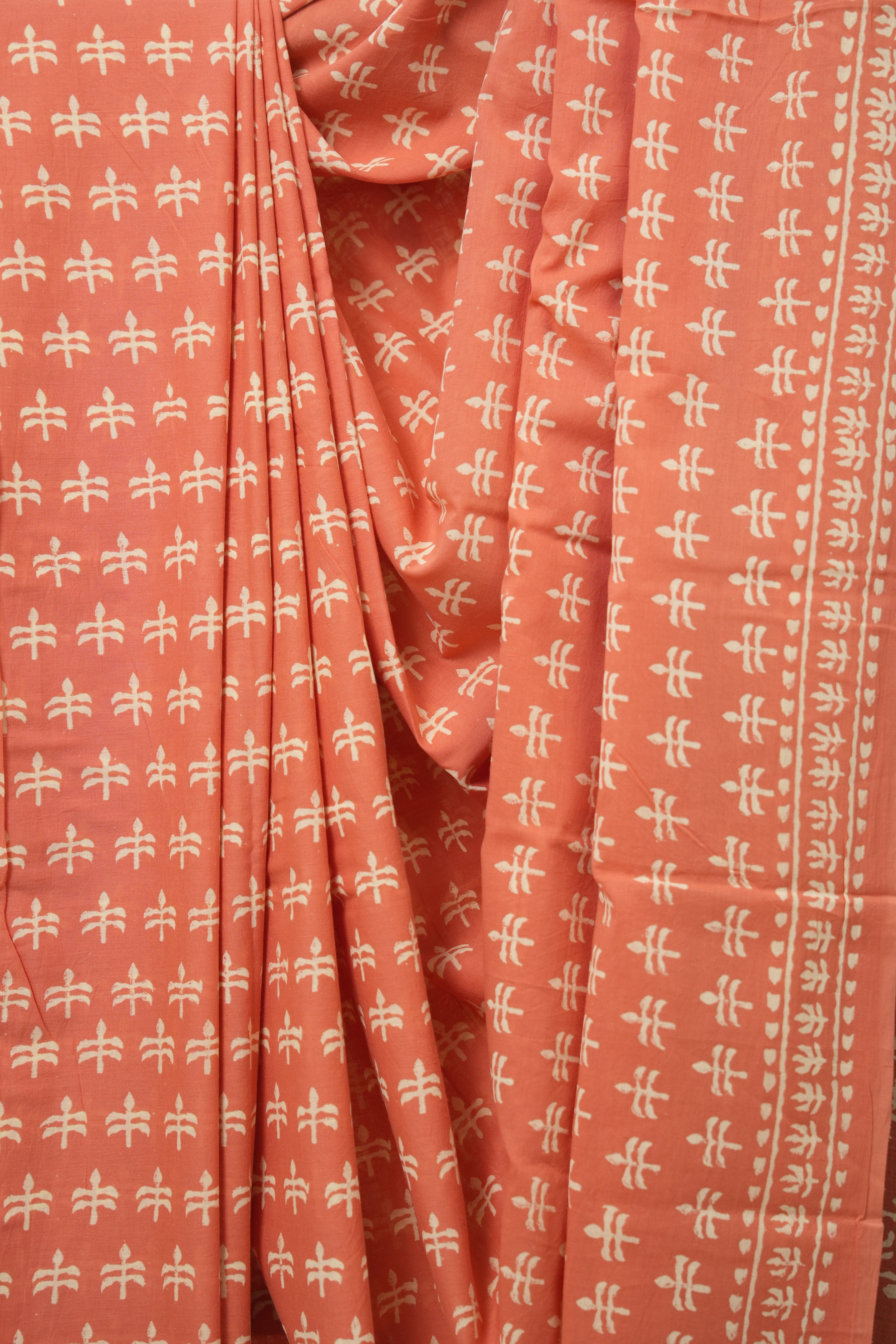 Peach Pink HBP Cotton Saree- SRPPCS3268