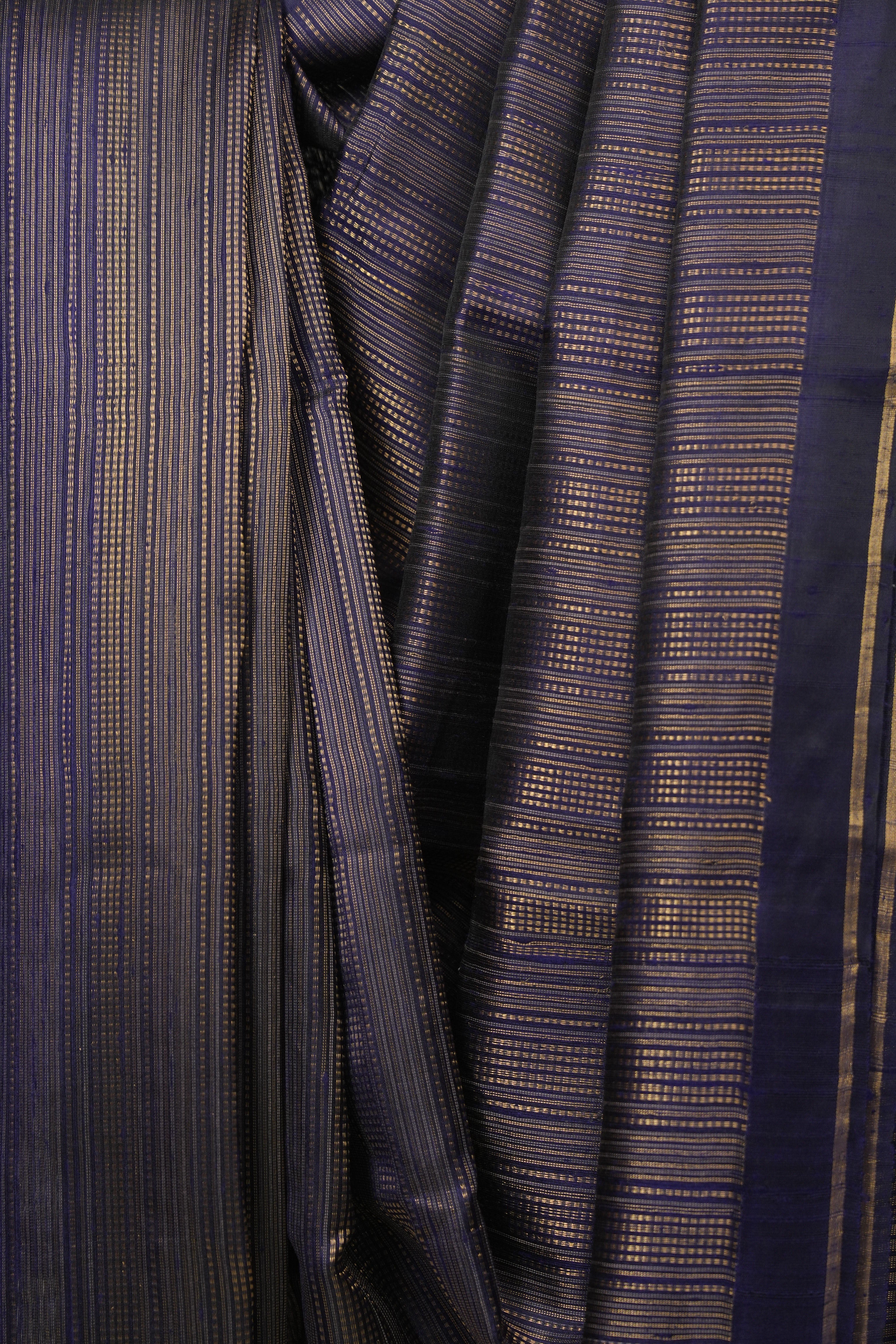 Navy Blue Raw Silk Saree - SRNBRSS1027