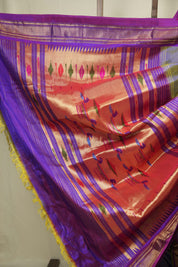 Two Tone Lavender Silk Paithani Saree - SRTTLSPS803