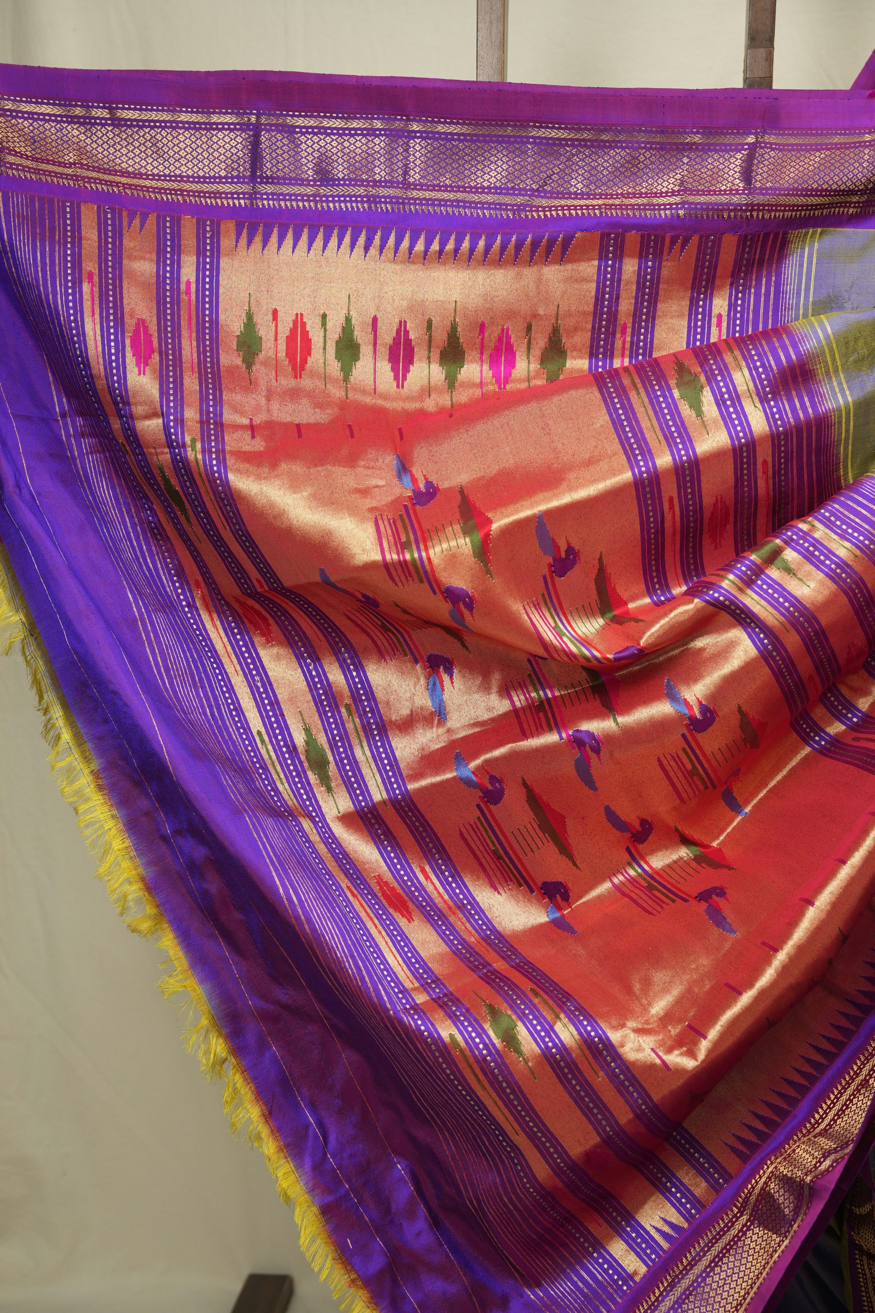Two Tone Lavender Silk Paithani Saree - SRTTLSPS803