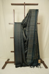Dark Green Raw Silk Saree - SRDGRSS1030