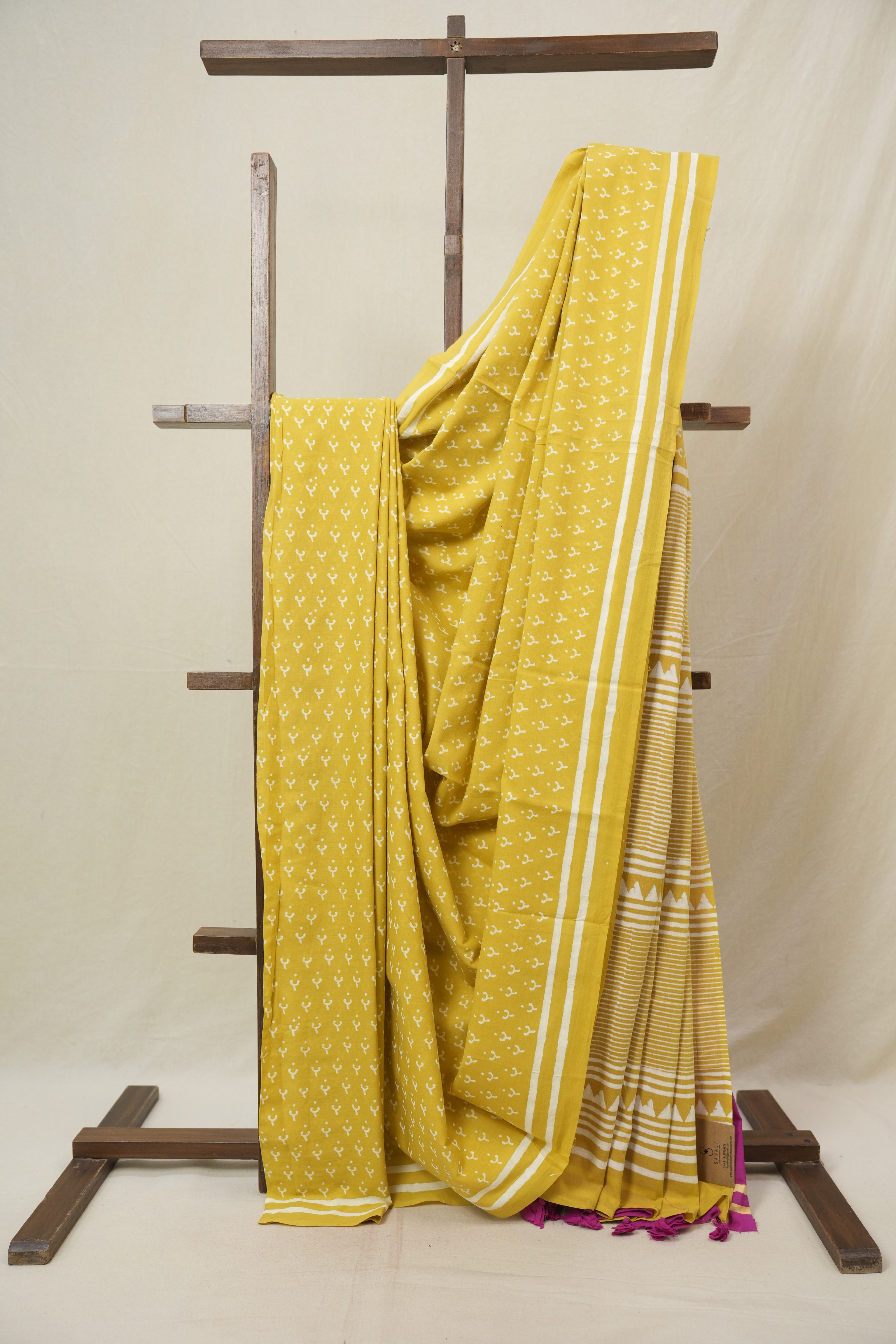 Mustard Yellow HBP Cotton Saree (DEFECT) - SRMYCS111-PI