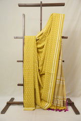 Mustard Yellow HBP Cotton Saree (DEFECT) - SRMYCS111-PI