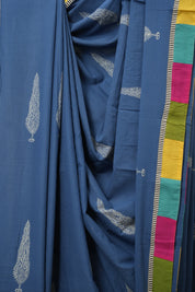 Blue Cotton Patchwork Saree - SRBCPS262