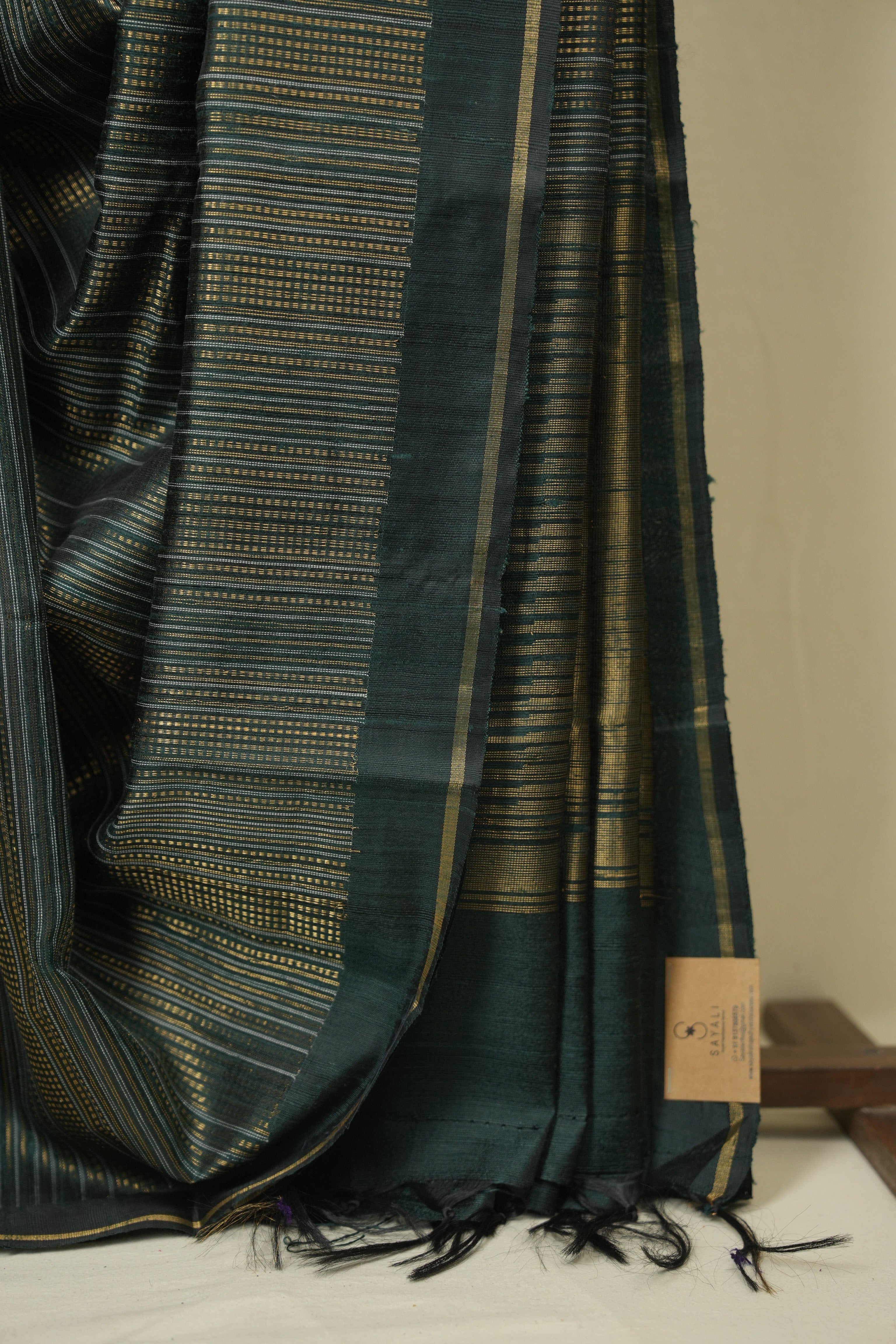 Dark Green Raw Silk Saree - SRDGRSS1030