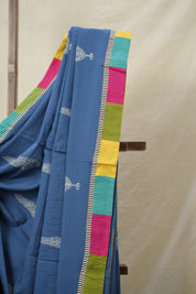 Blue Cotton Patchwork Saree - SRBCPS262
