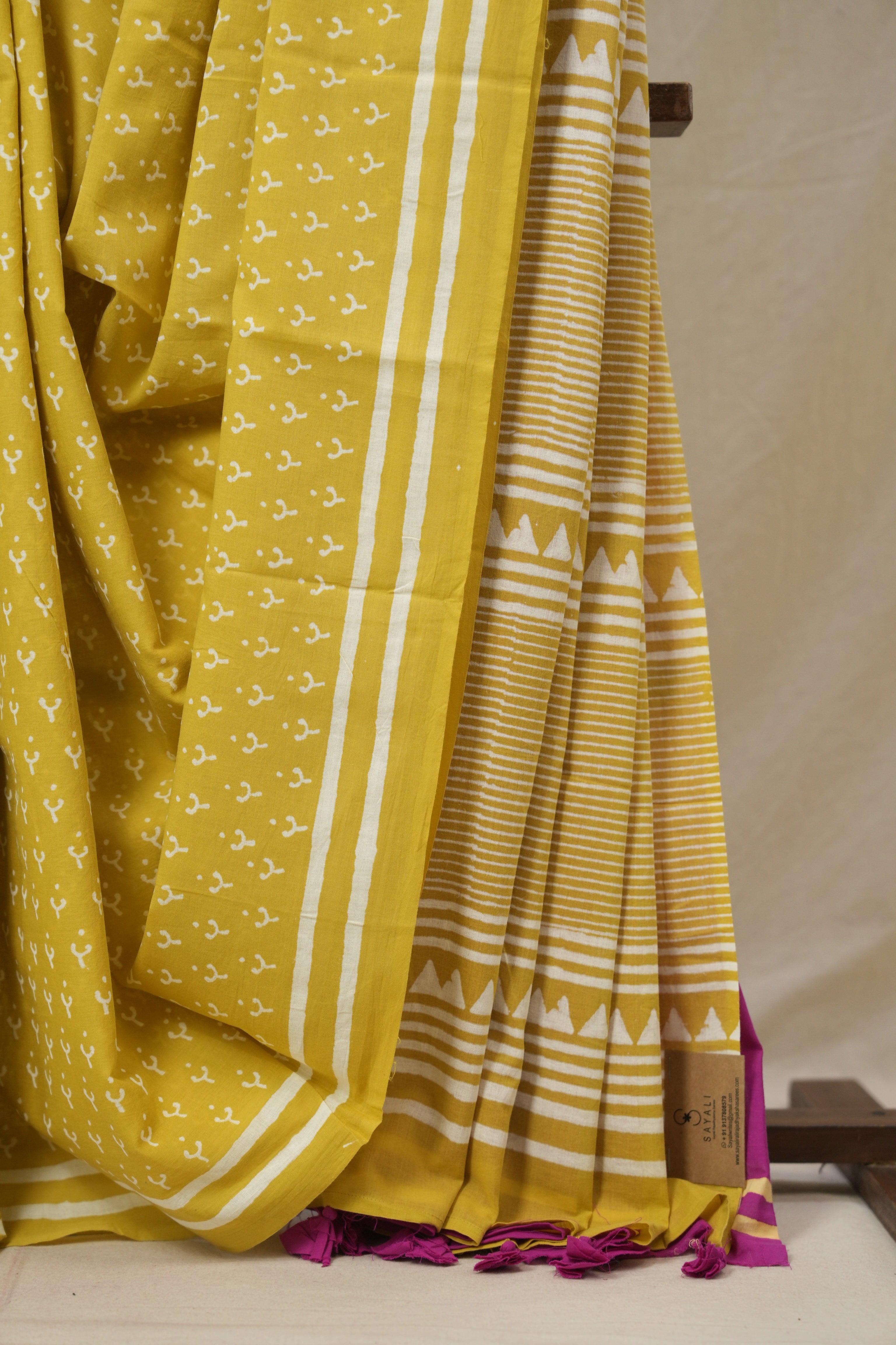 Mustard Yellow HBP Cotton Saree (DEFECT) - SRMYCS111-PI