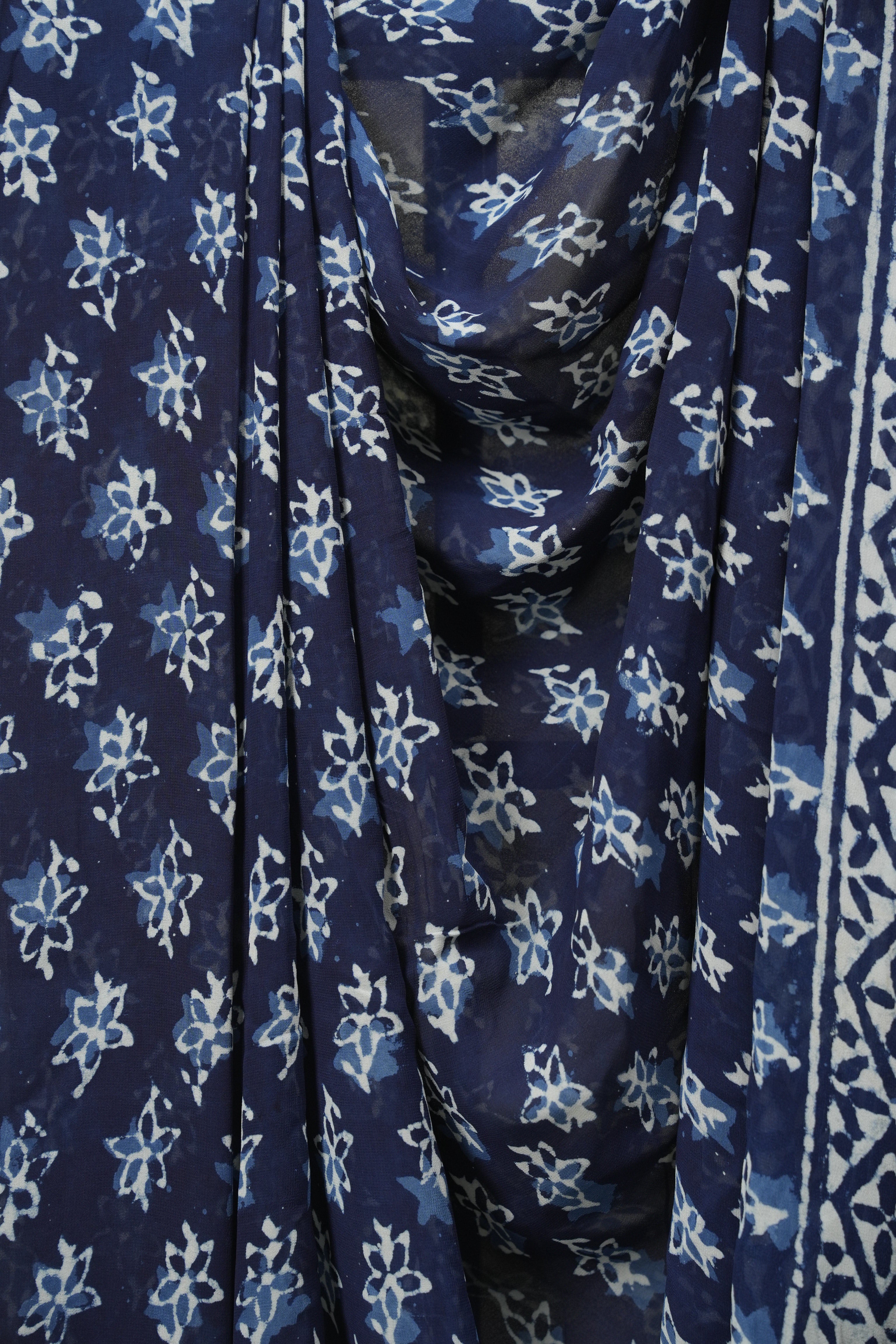 Indigo HBP Georgette Saree - SRIHGS79
