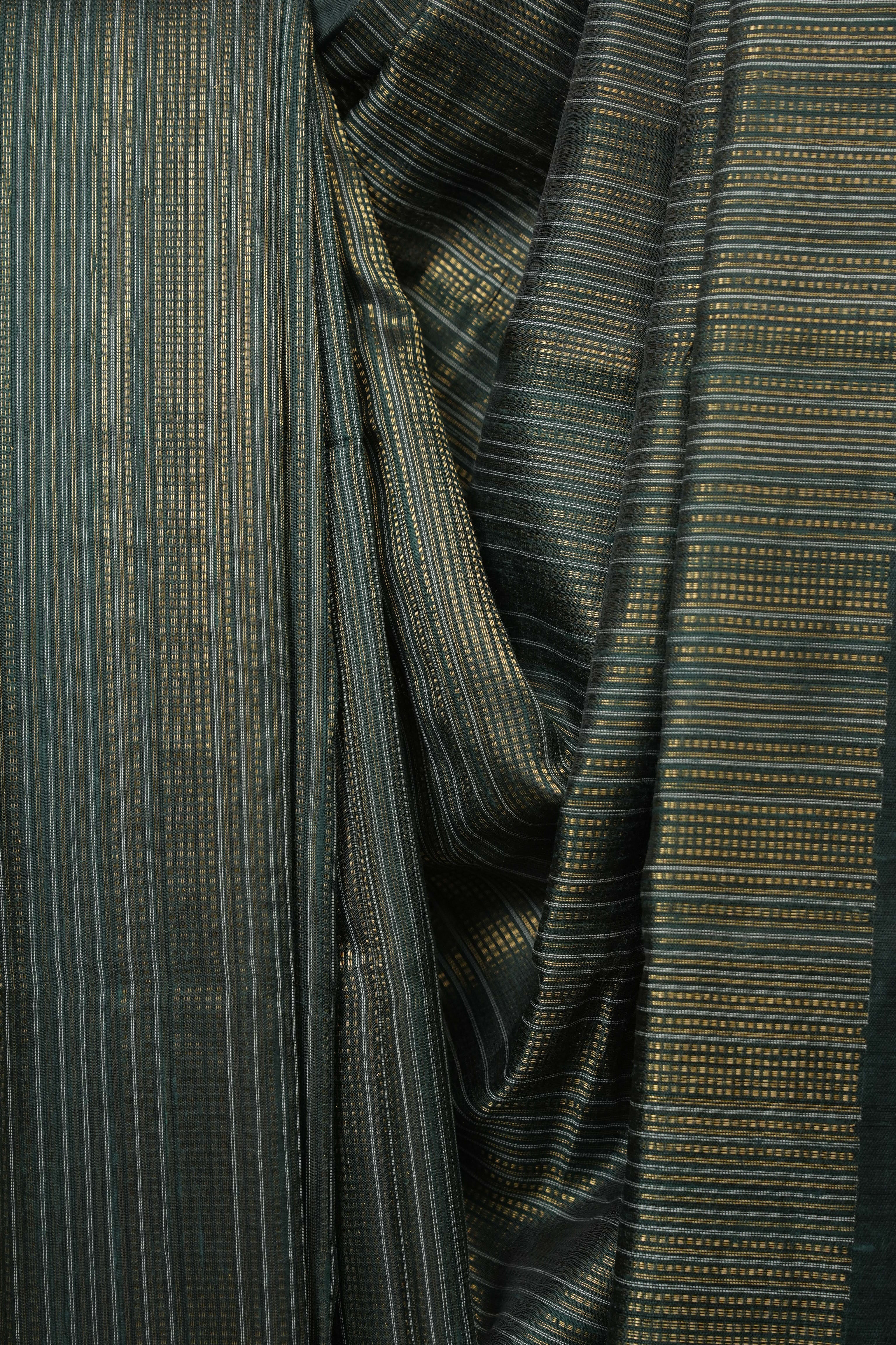 Dark Green Raw Silk Saree - SRDGRSS1030