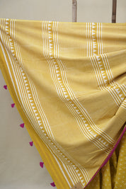 Mustard Yellow HBP Cotton Saree (DEFECT) - SRMYCS111-PI