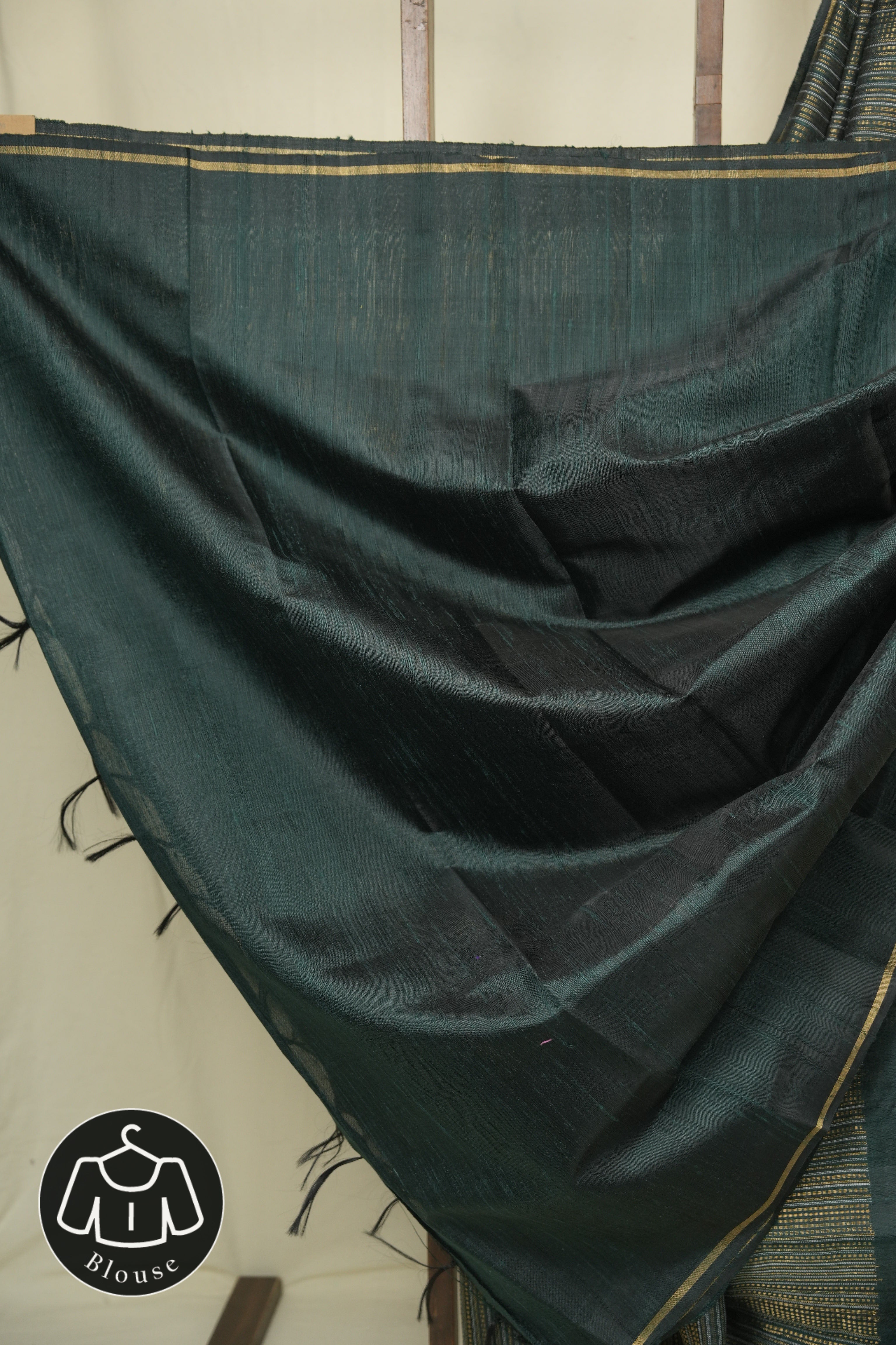 Dark Green Raw Silk Saree - SRDGRSS1030