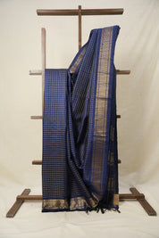 Navy Blue Raw Silk Saree - SRNBRSS931