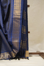 Navy Blue Raw Silk Saree - SRNBRSS931