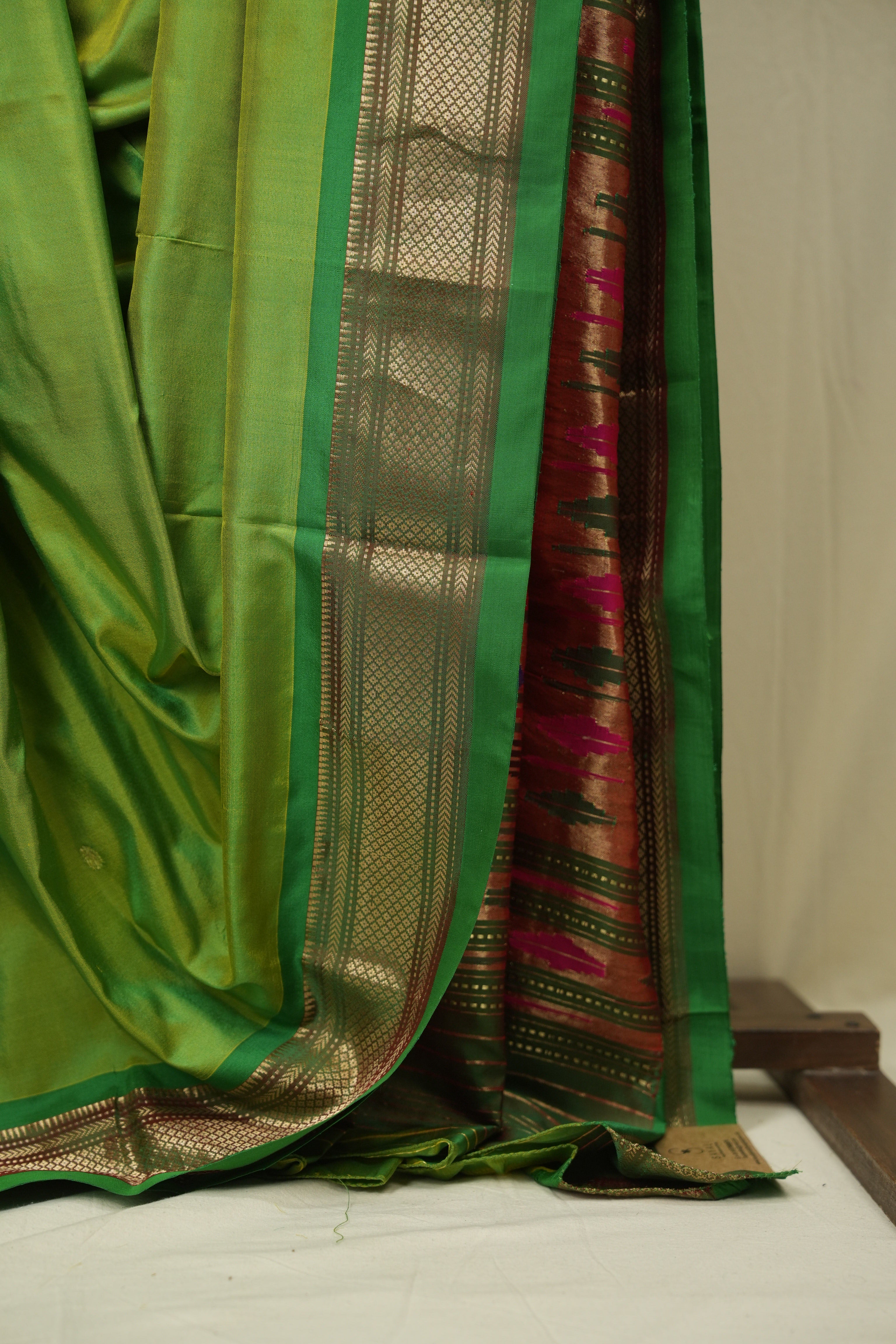 Parrot Green Silk Paithani Saree - SRPGSPS802
