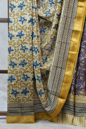 Cream HBP Cotton Silk Saree With Maheshwari Border - SRCCSS767