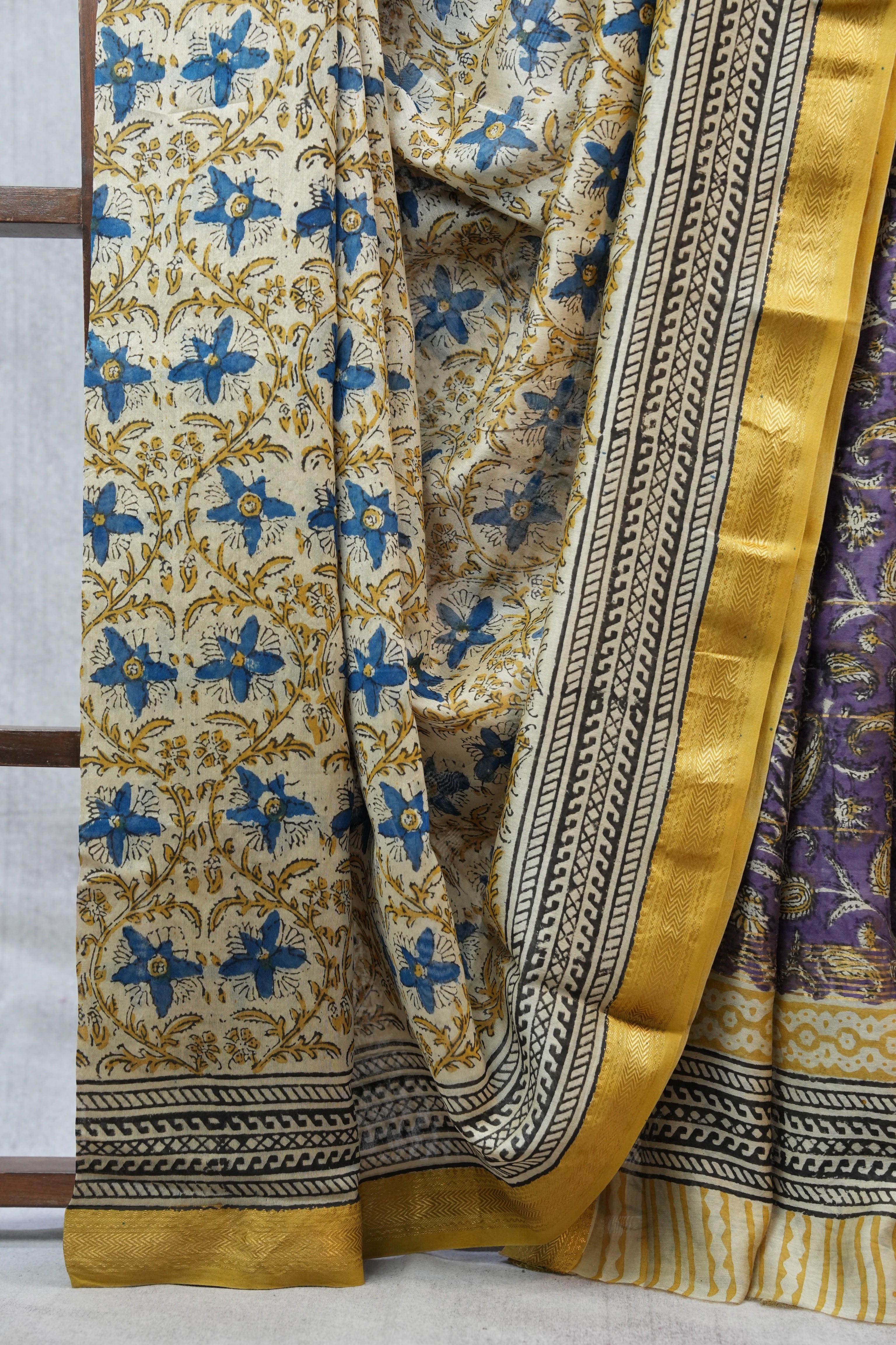 Cream HBP Cotton Silk Saree With Maheshwari Border - SRCCSS767