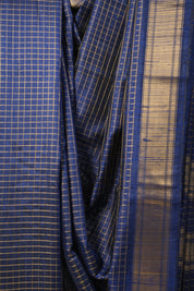 Navy Blue Raw Silk Saree - SRNBRSS931