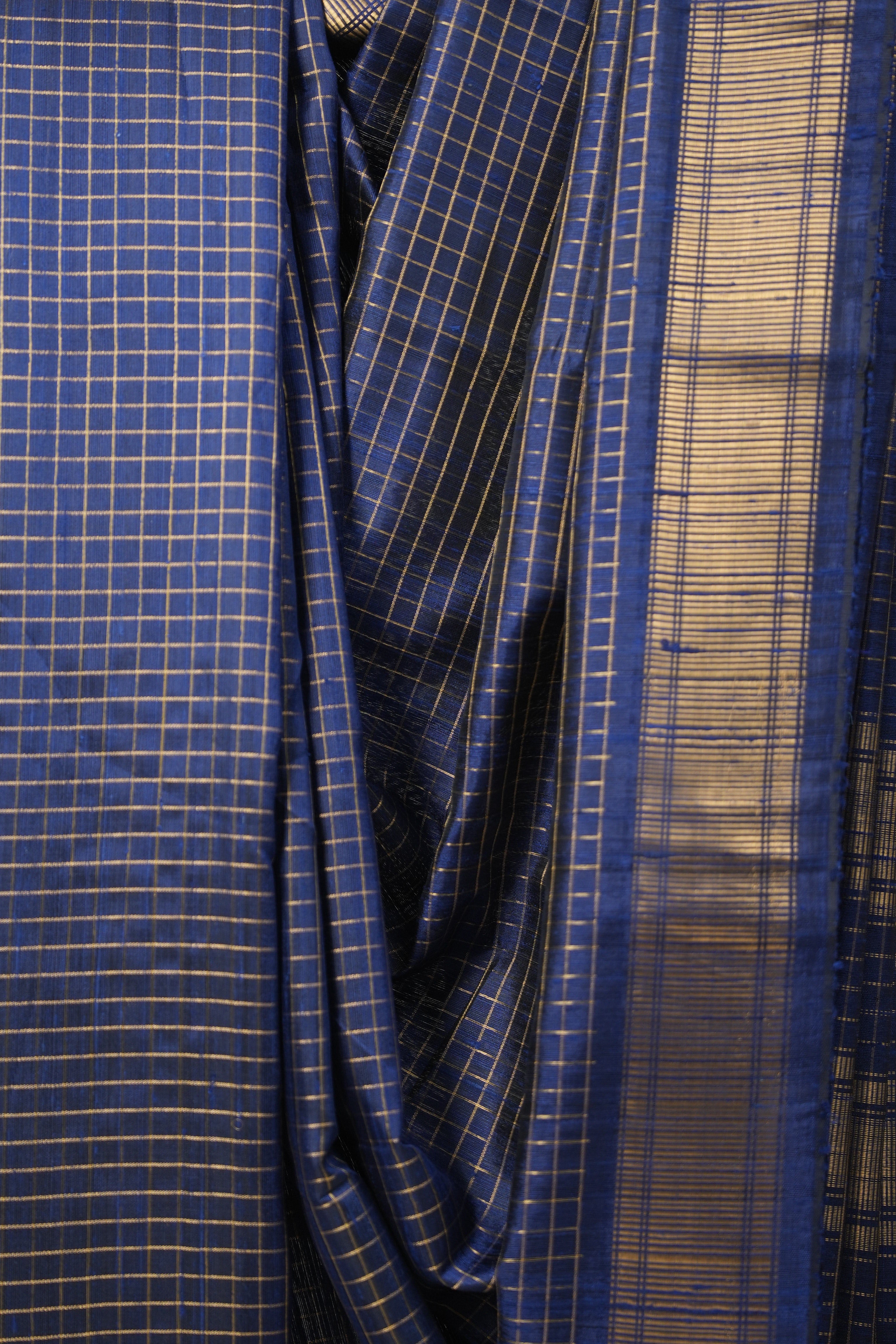 Navy Blue Raw Silk Saree - SRNBRSS931