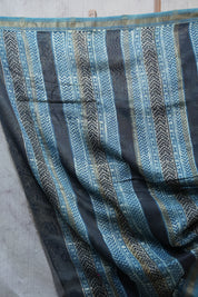 Blue HBP Cotton Silk Chanderi Saree With Maheshwari Border - SRBCSCS74EX