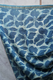 Blue HBP Cotton Silk Chanderi Saree With Maheshwari Border - SRBCSCS74EX