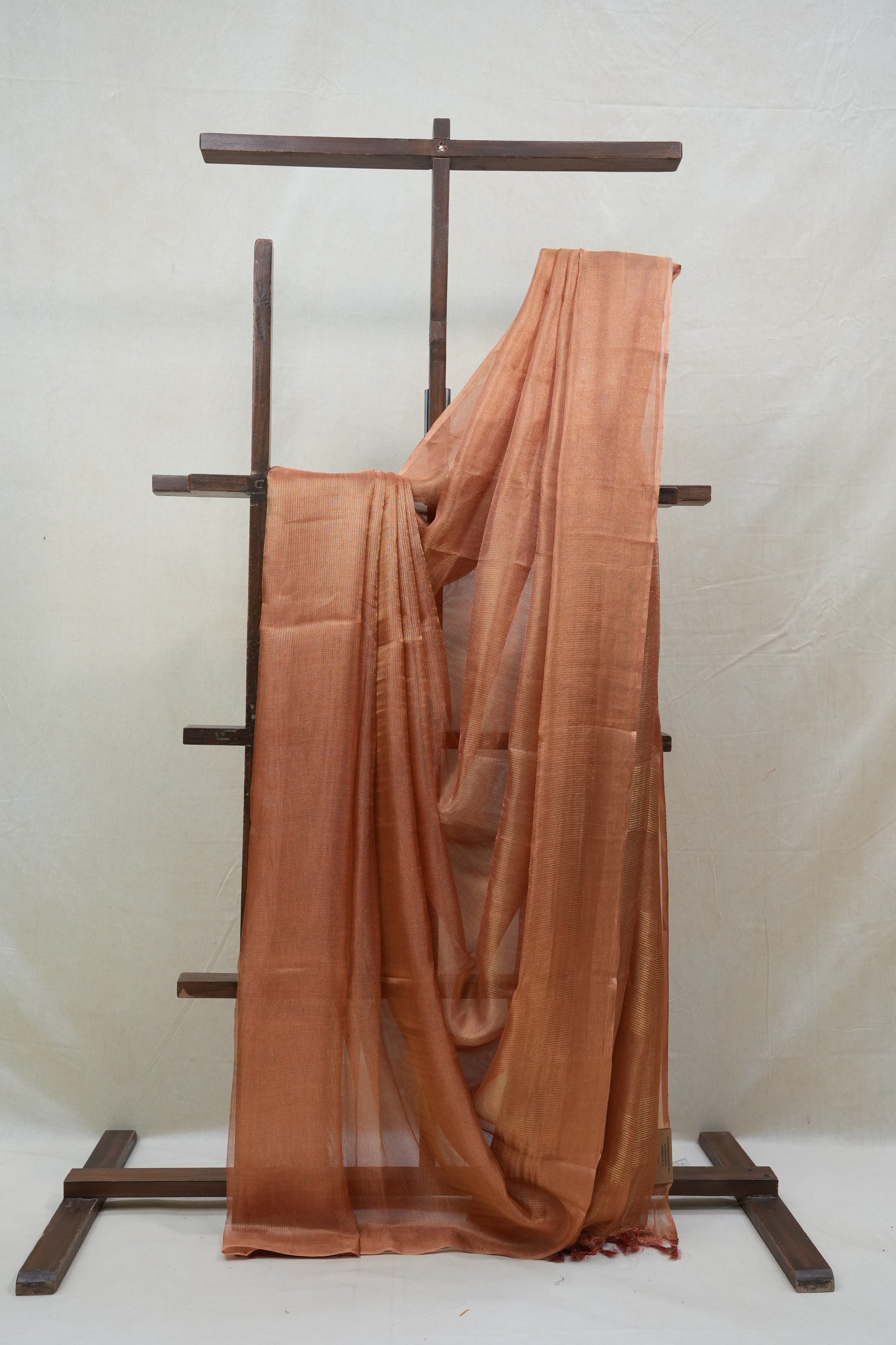 Golden Orange Tissue Tussar Silk Saree - SRGOTTSS359