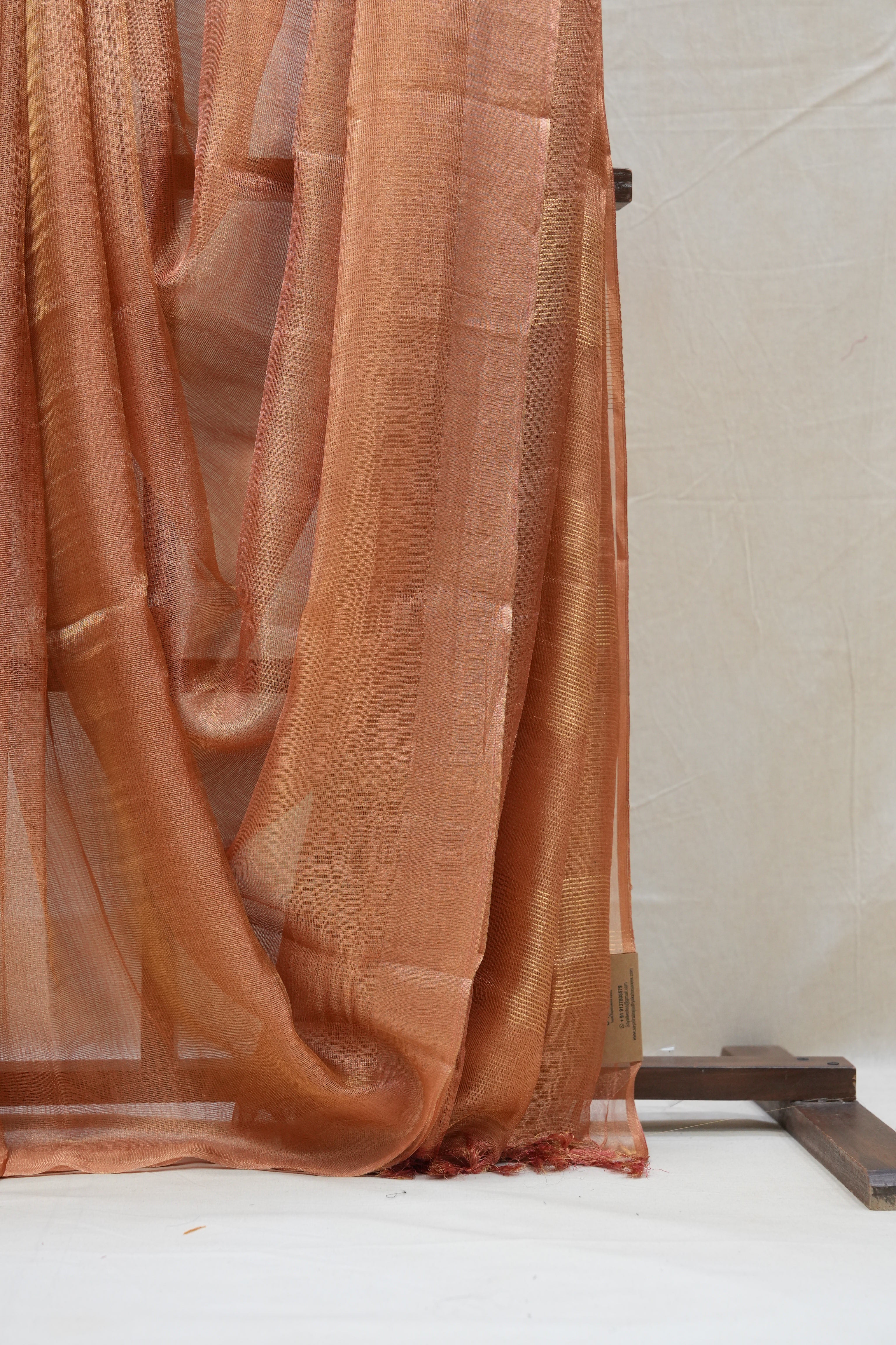Golden Orange Tissue Tussar Silk Saree - SRGOTTSS359