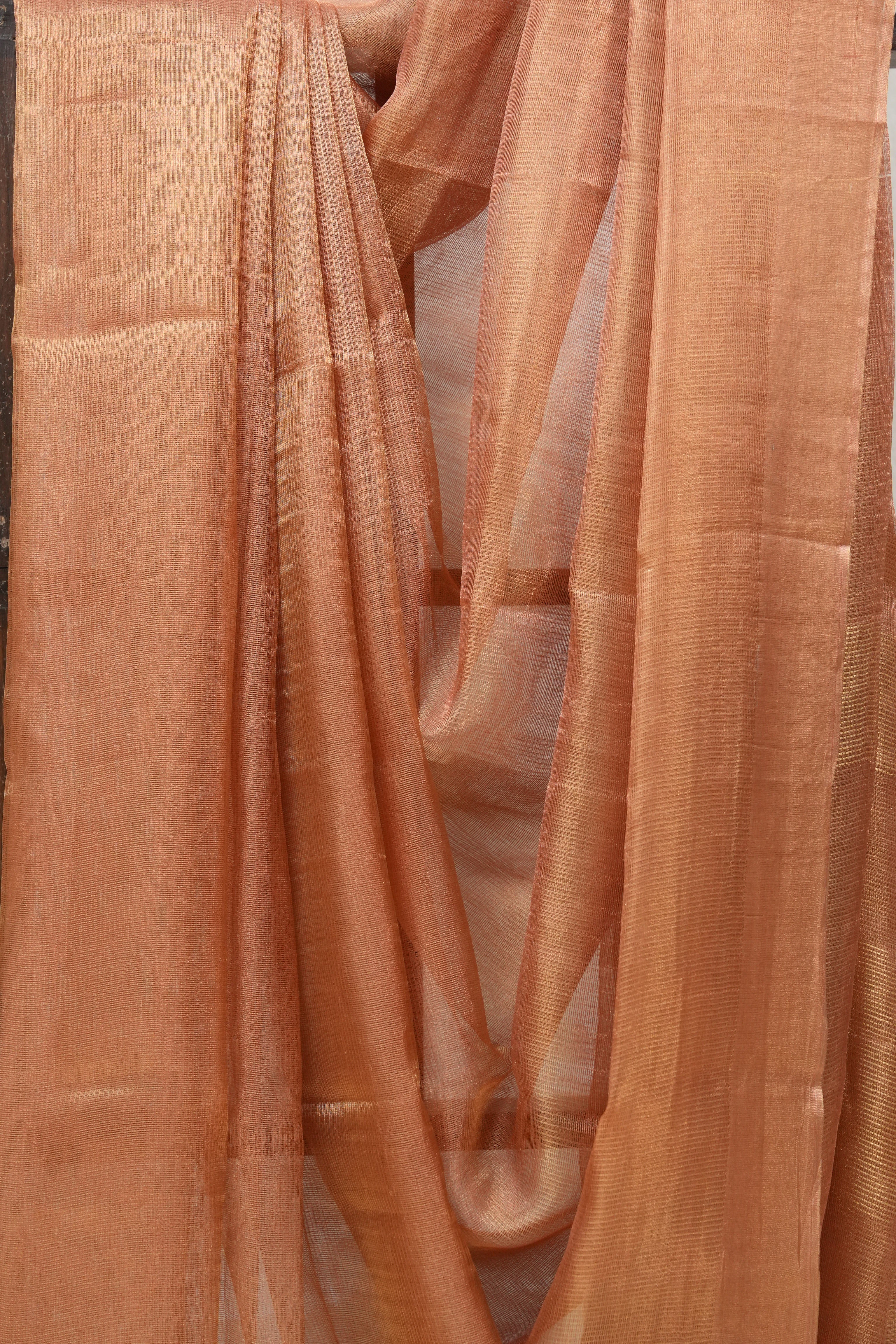 Golden Orange Tissue Tussar Silk Saree - SRGOTTSS359