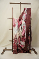 Maroon Pink Printed Tussar Silk Saree - SRMPPTSS013