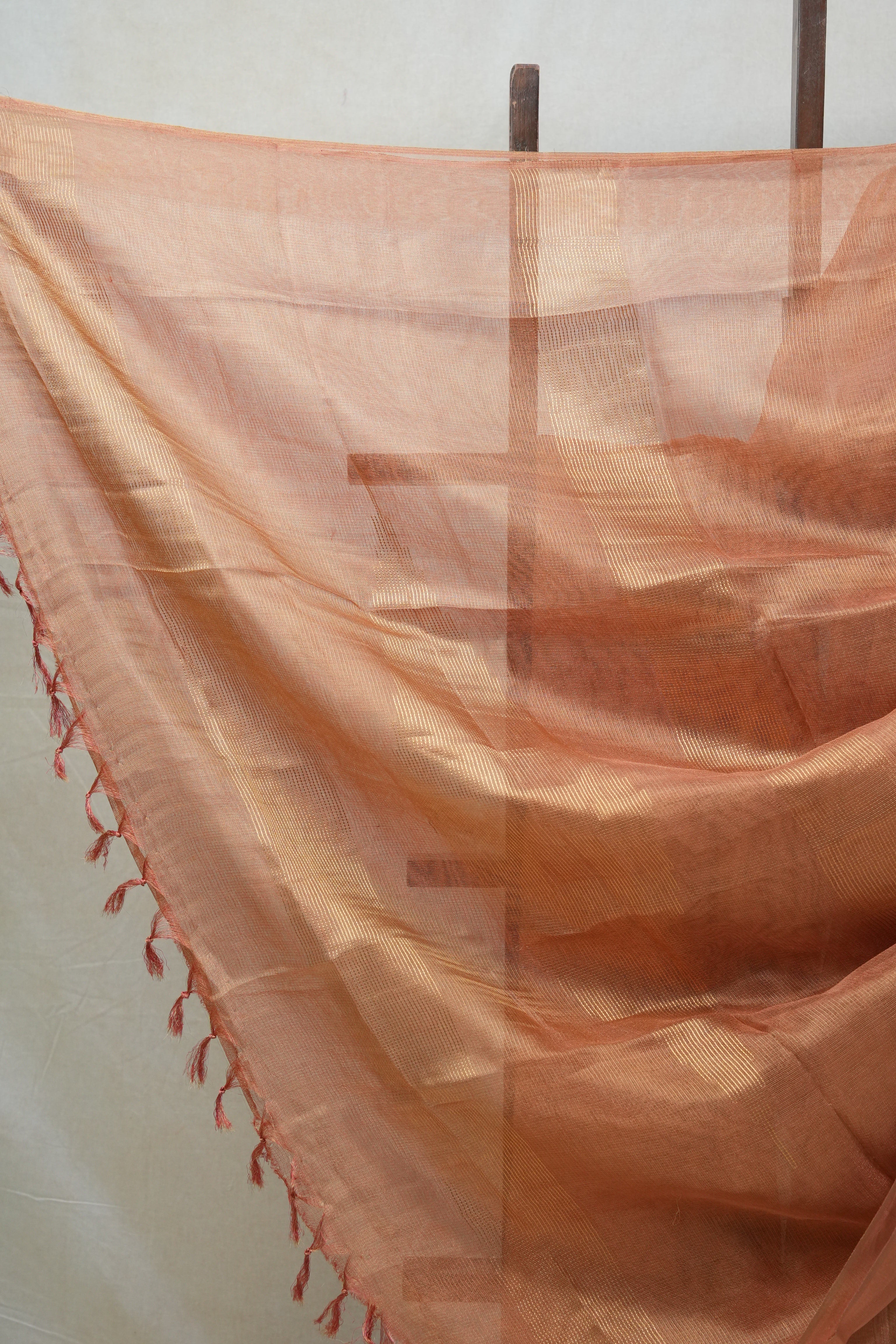 Golden Orange Tissue Tussar Silk Saree - SRGOTTSS359