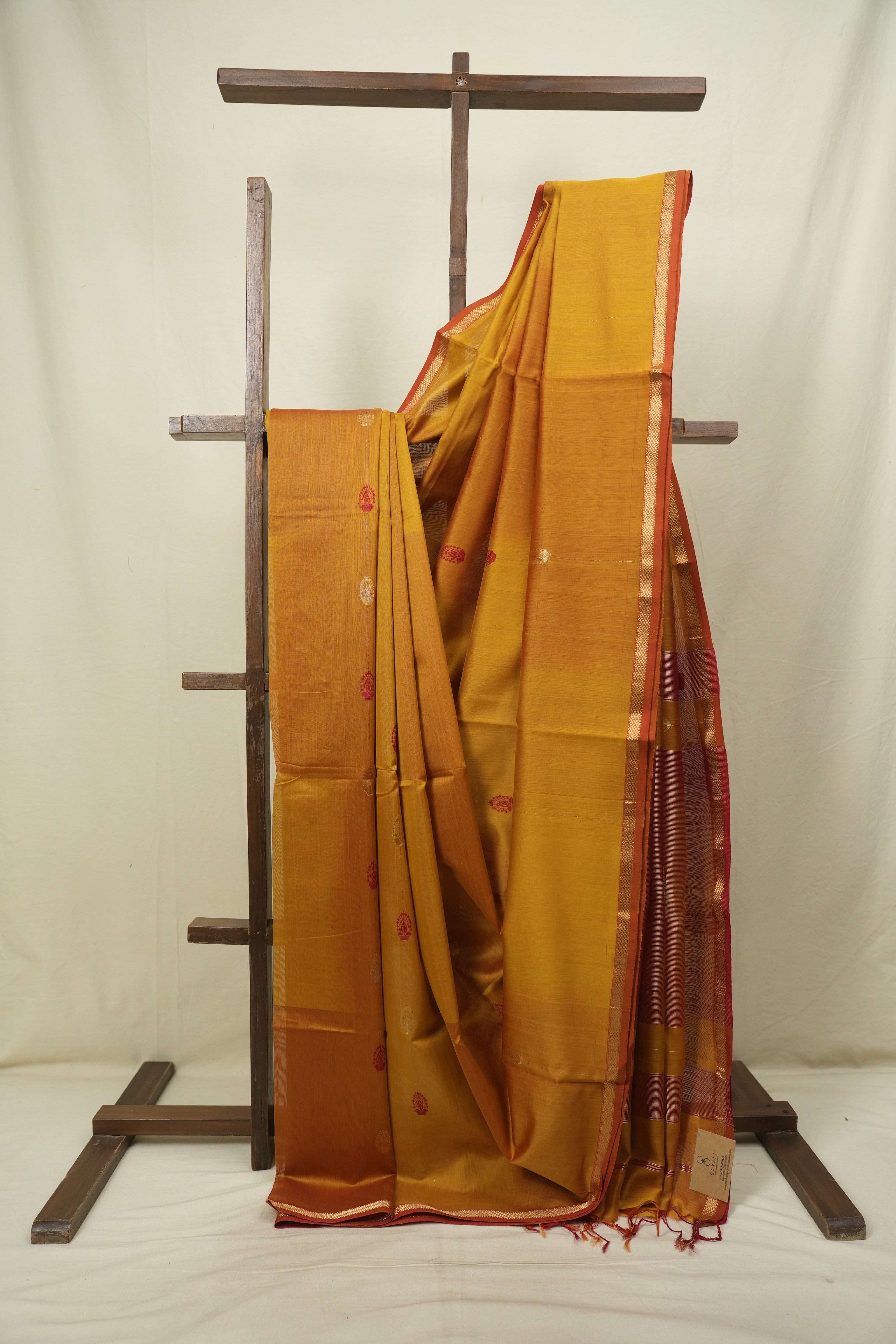 Dual Tone Mustard Maheshwari Saree - SRDTMMS1317