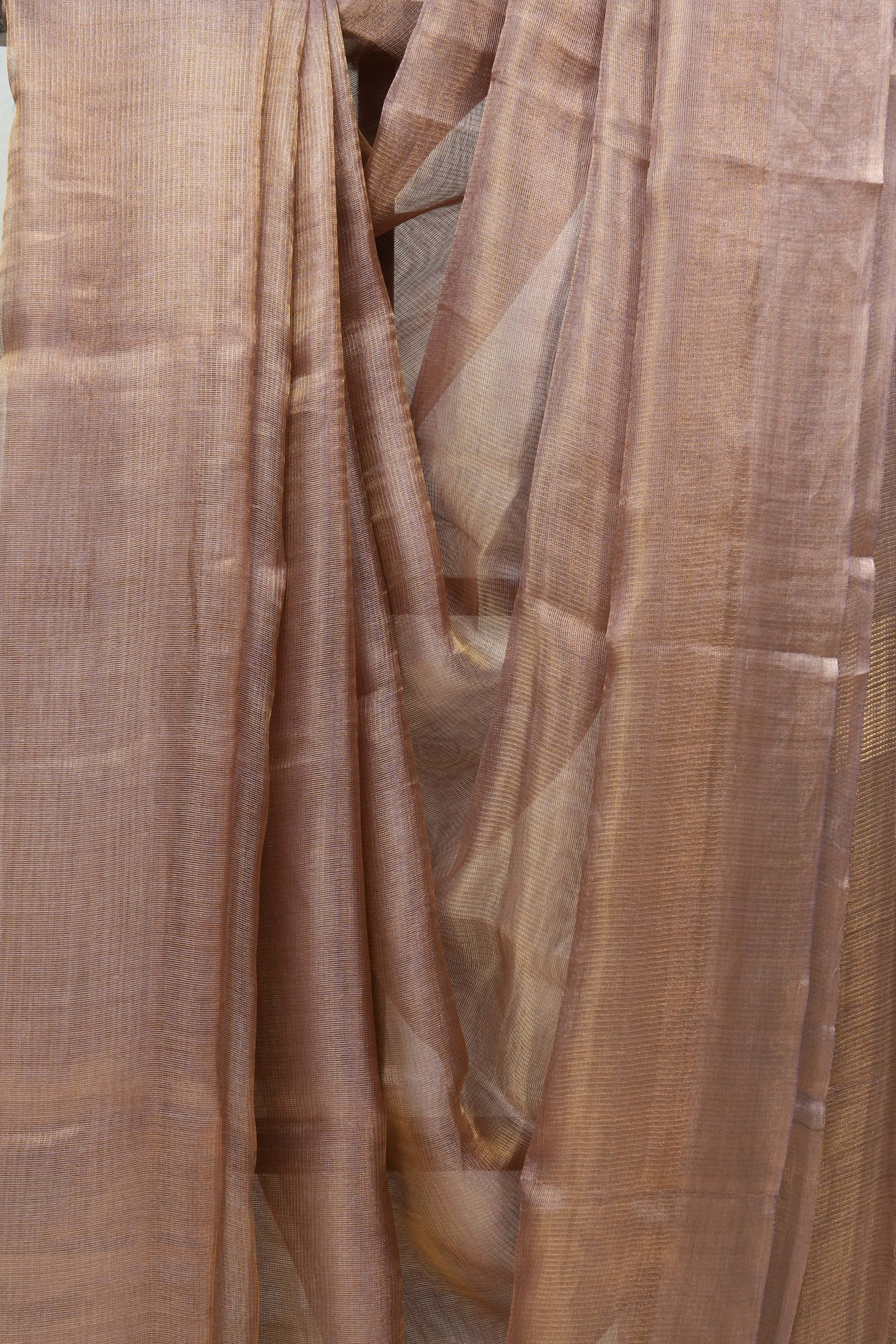 Golden Purple Tissue Tussar Silk Saree - SRGPTTSS361