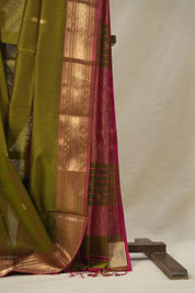 Dual Tone Olive Maheshwari Saree - SRDTOMS797