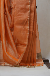 Orange Maheshwari Tissue Saree - SROMTS558