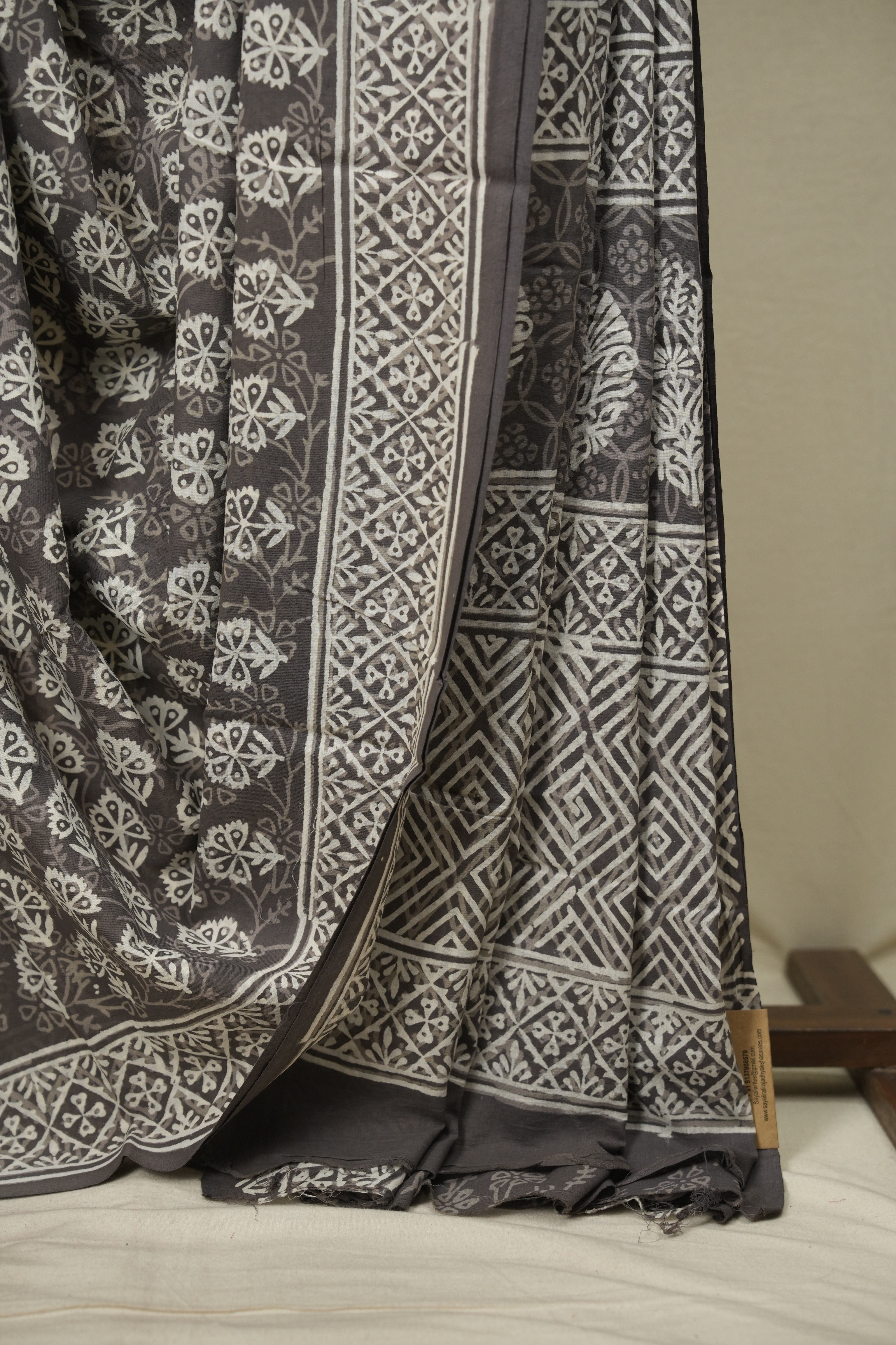 Grey HBP Cotton Saree - SRGCS3642