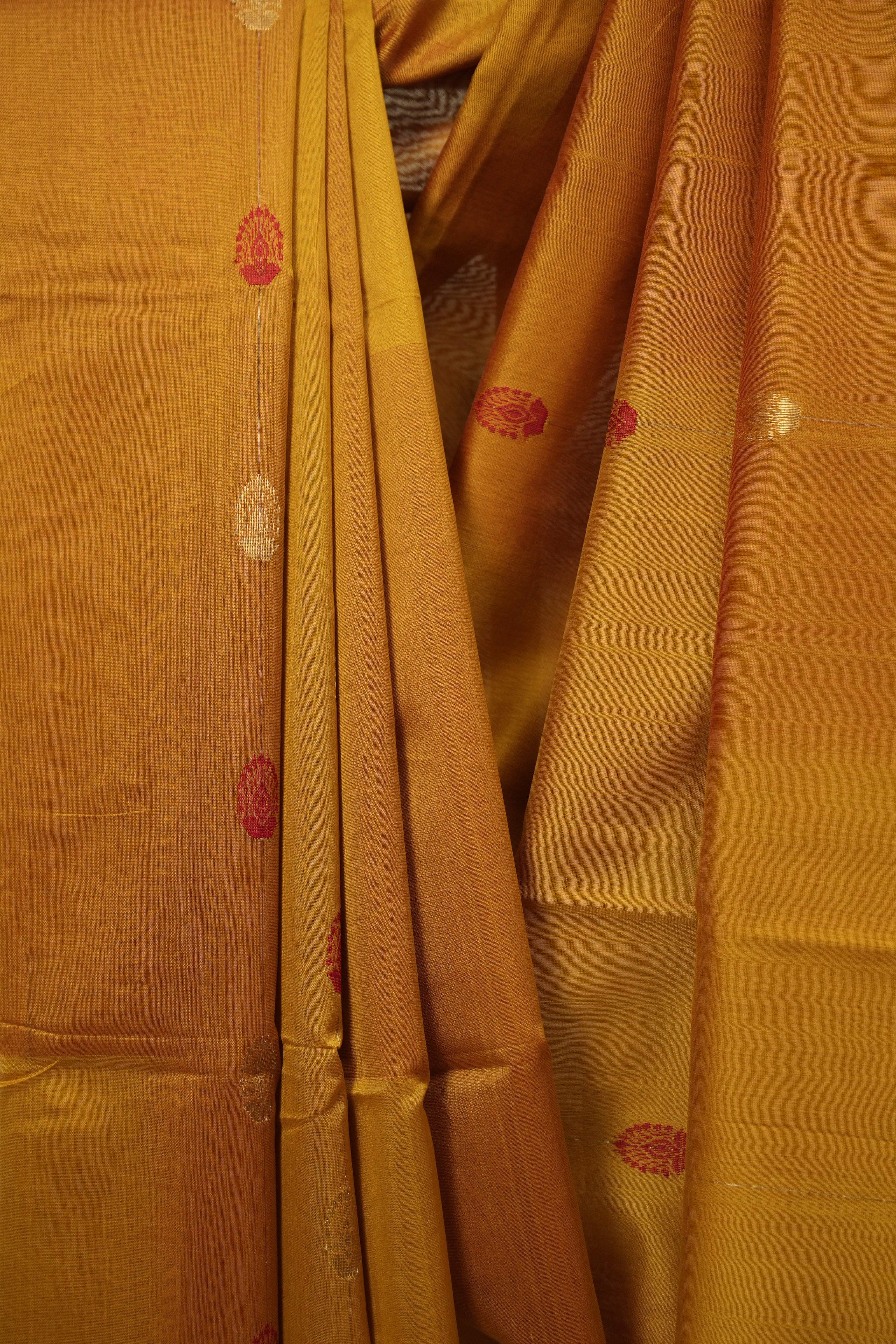 Dual Tone Mustard Maheshwari Saree - SRDTMMS1317