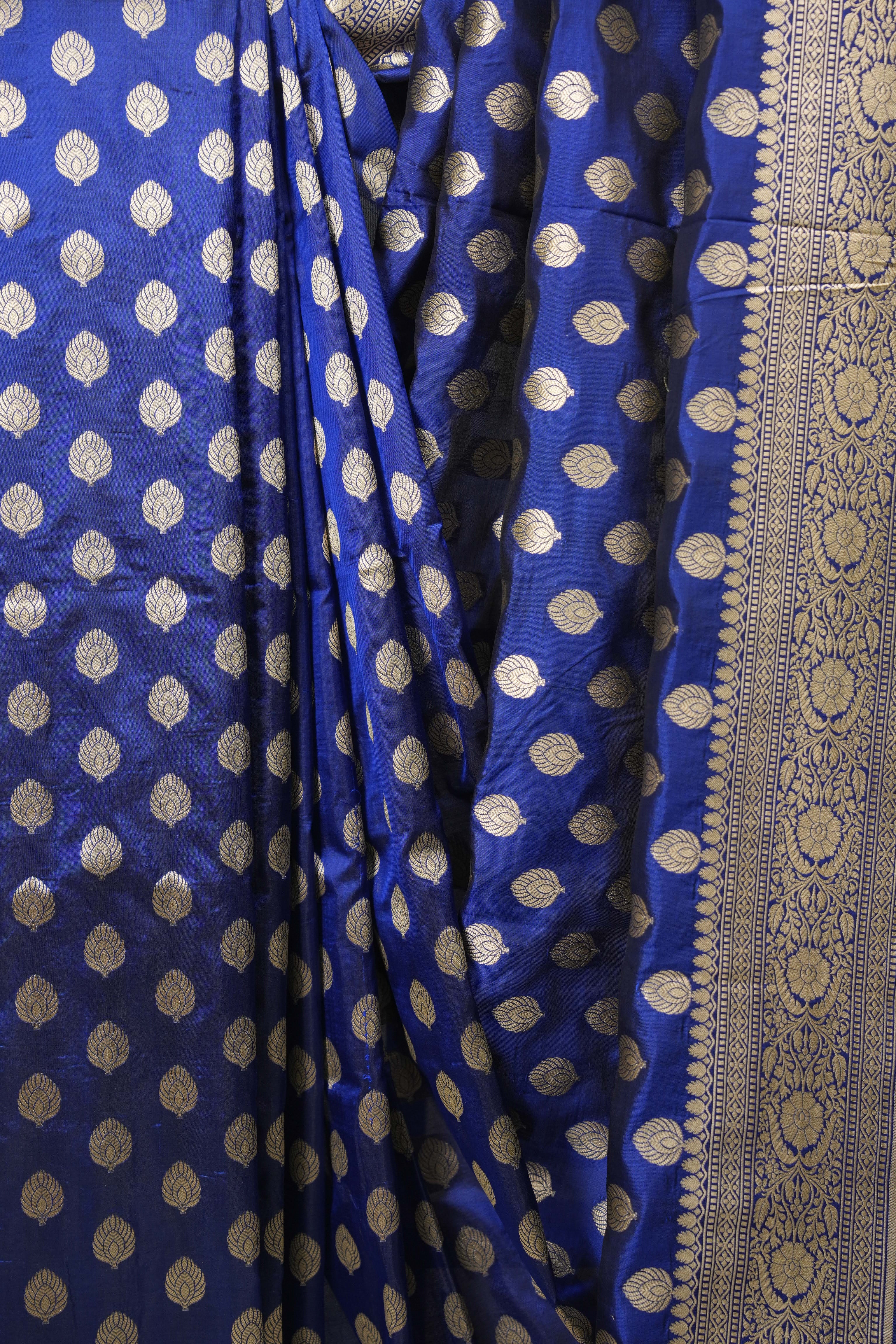 Navy Blue Banarasi Silk Saree - SRNBBSS958