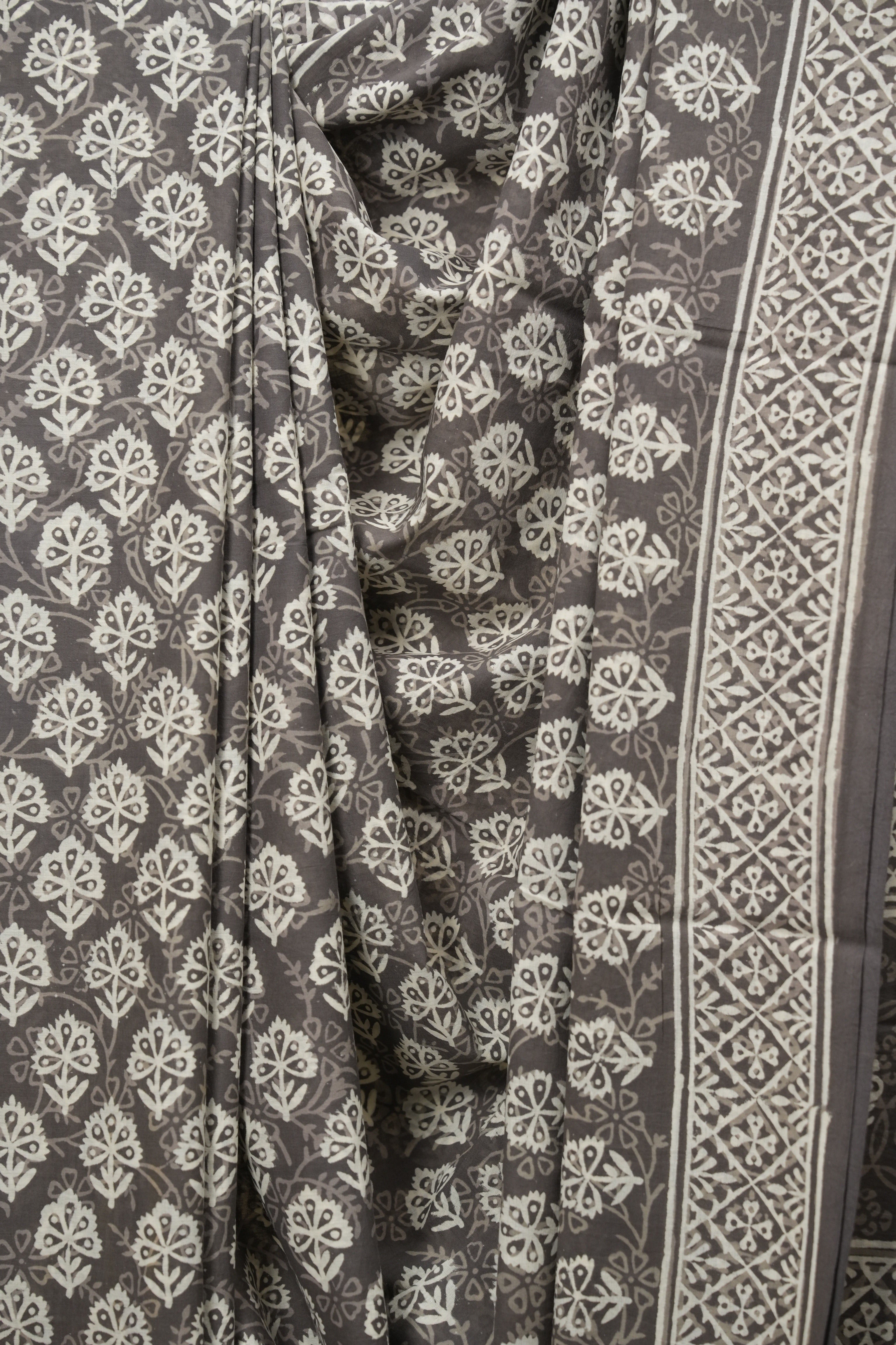 Grey HBP Cotton Saree - SRGCS3642