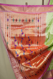 Mint Green Silk Paithani Saree - SRMGSPS795