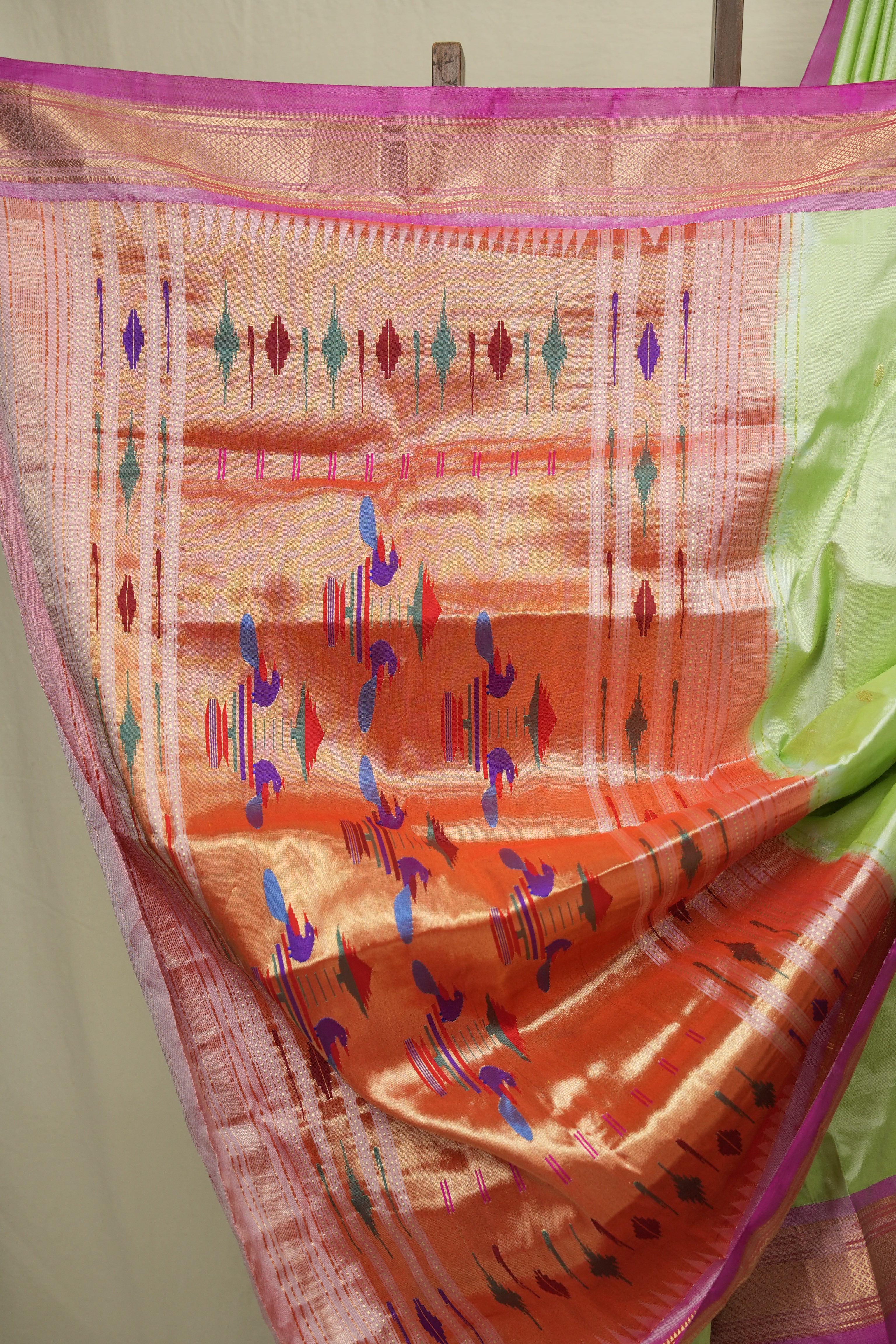 Mint Green Silk Paithani Saree - SRMGSPS795