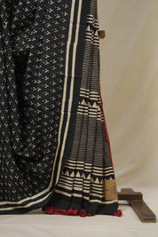 Black HBP Cotton Saree- SRBCS3270