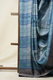 Jeans Blue Printed Tussar Silk Saree - SRJBPTSS010